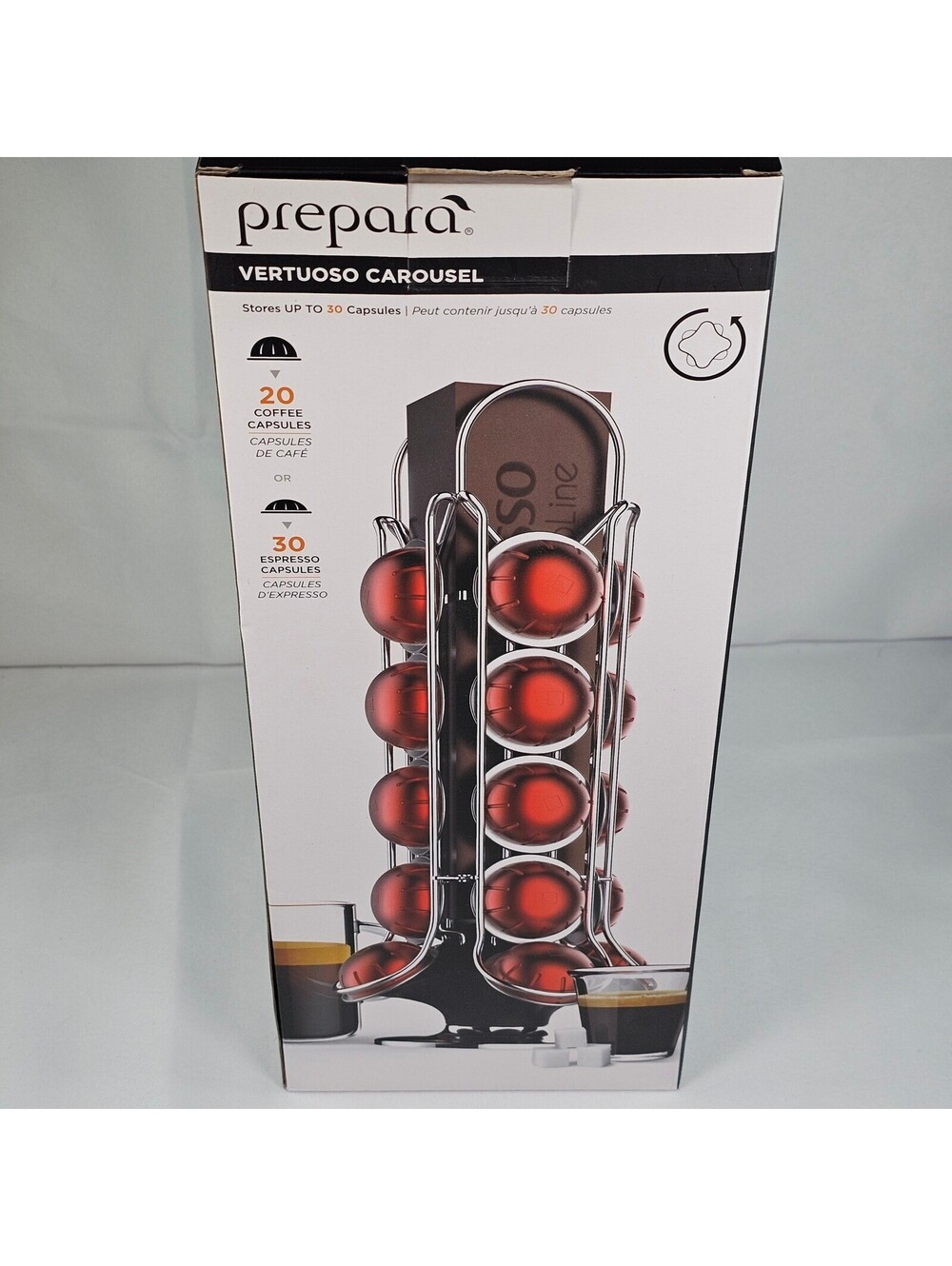 Prepara Vertuoso Carousel Nespresso VertuoLine Coffee Pod Holder 30 Capsule Rack